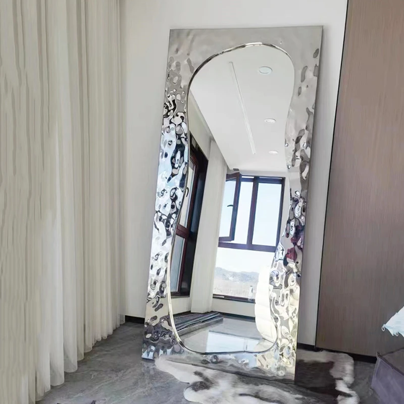 Clothing store full body mirror full length floor Internet creative water ripple mirror clothing shoe ba