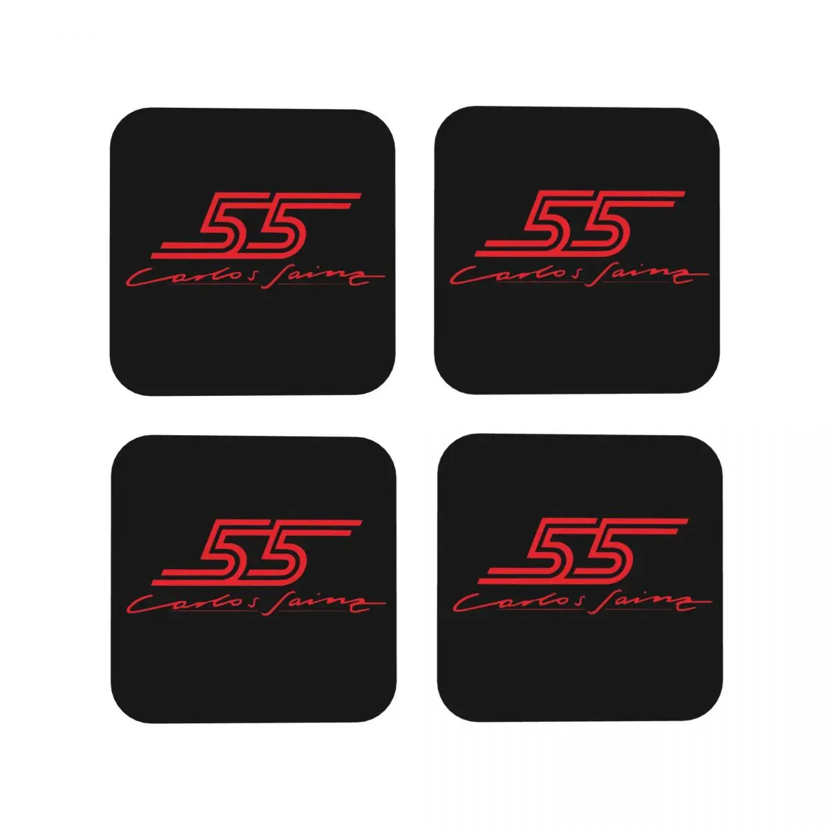 Carlos Sainz Jr F1 Signature Graphic Coasters Kitchen Placemats Insulation Cup Coffee Mats For Decor Tableware Pads Set of 4