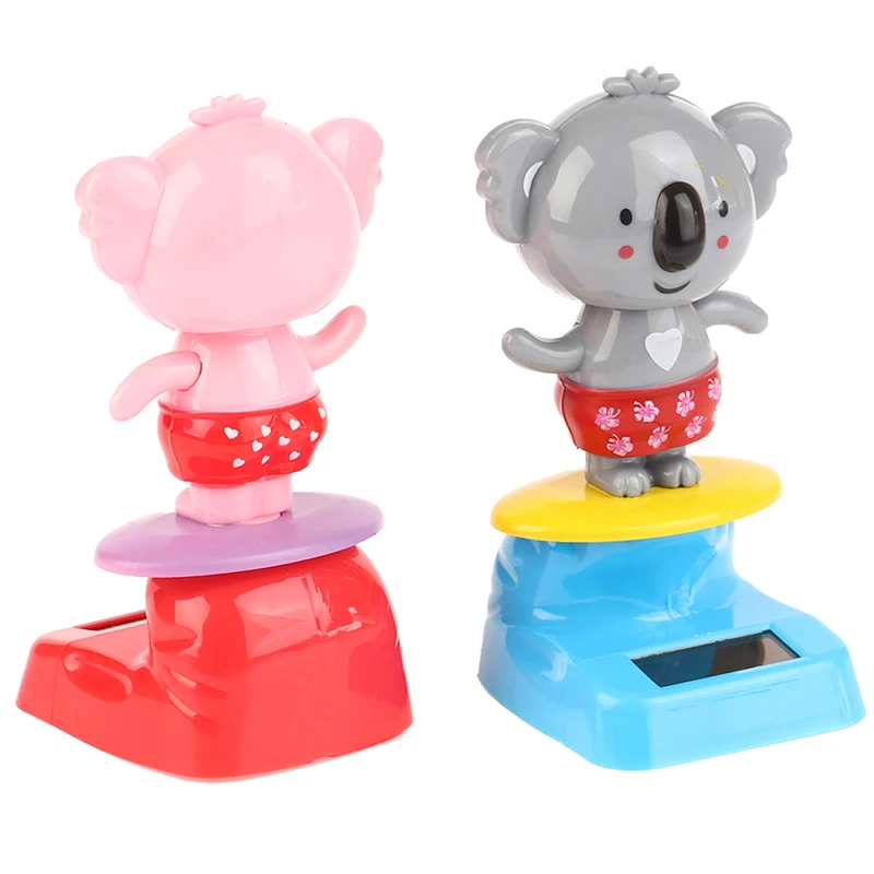 Kawaii Cartoon Bobble Head Koala Toy Ornaments Solar Power Car Ornament Shaking Head Toy Auto Decorations