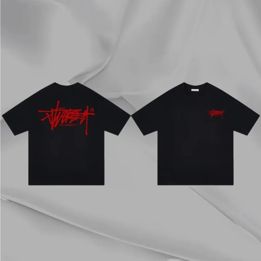 2026 New American Street Handwritten Graffiti Font Graphic Print Tshirt Street Style Lovers Unisex Short Sleeve Tee