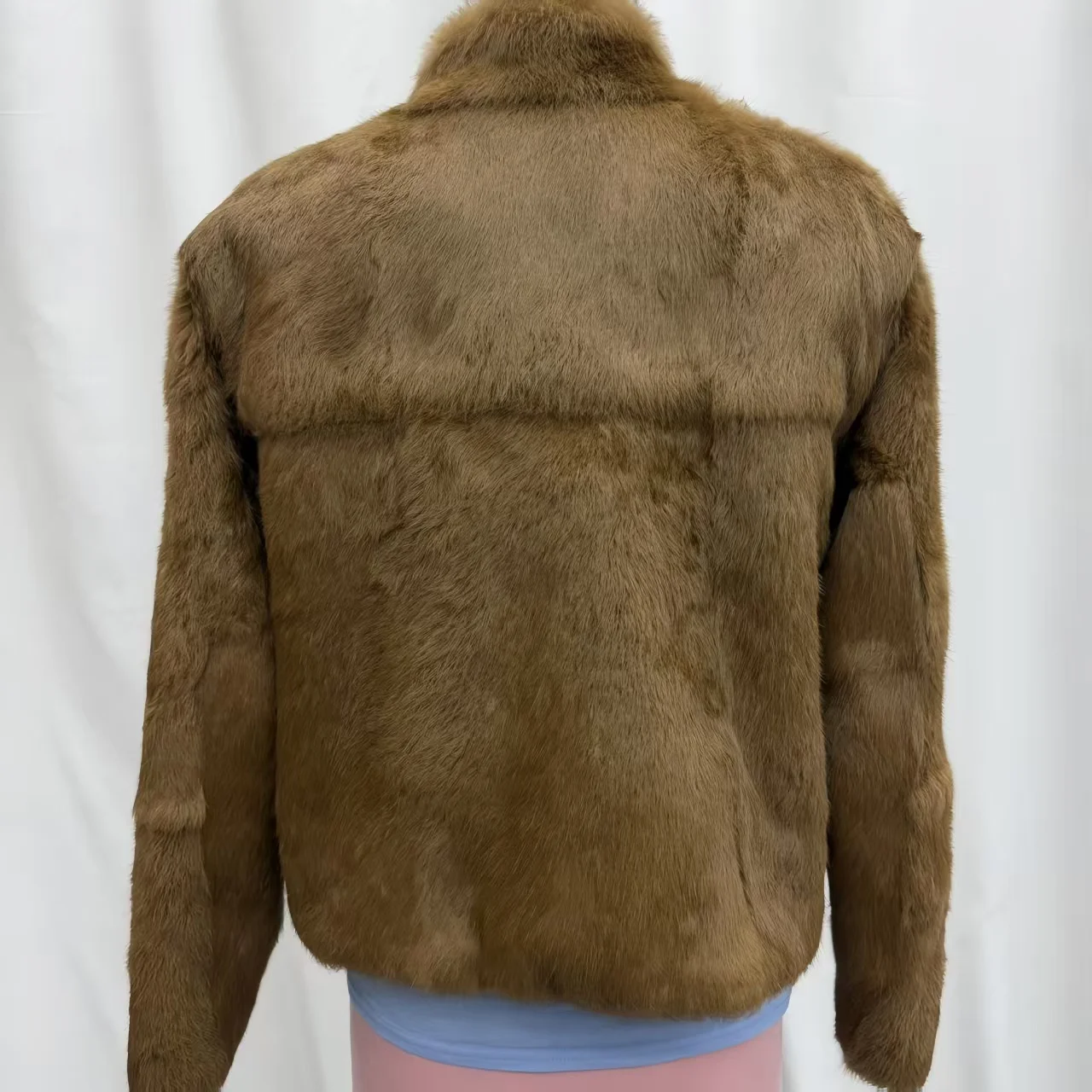 Real Rex Rabbit Fur Coat Women Autumn Winter Jacket Thick Warm New FashionCovered Button  Elegant Female Warm Outerwear