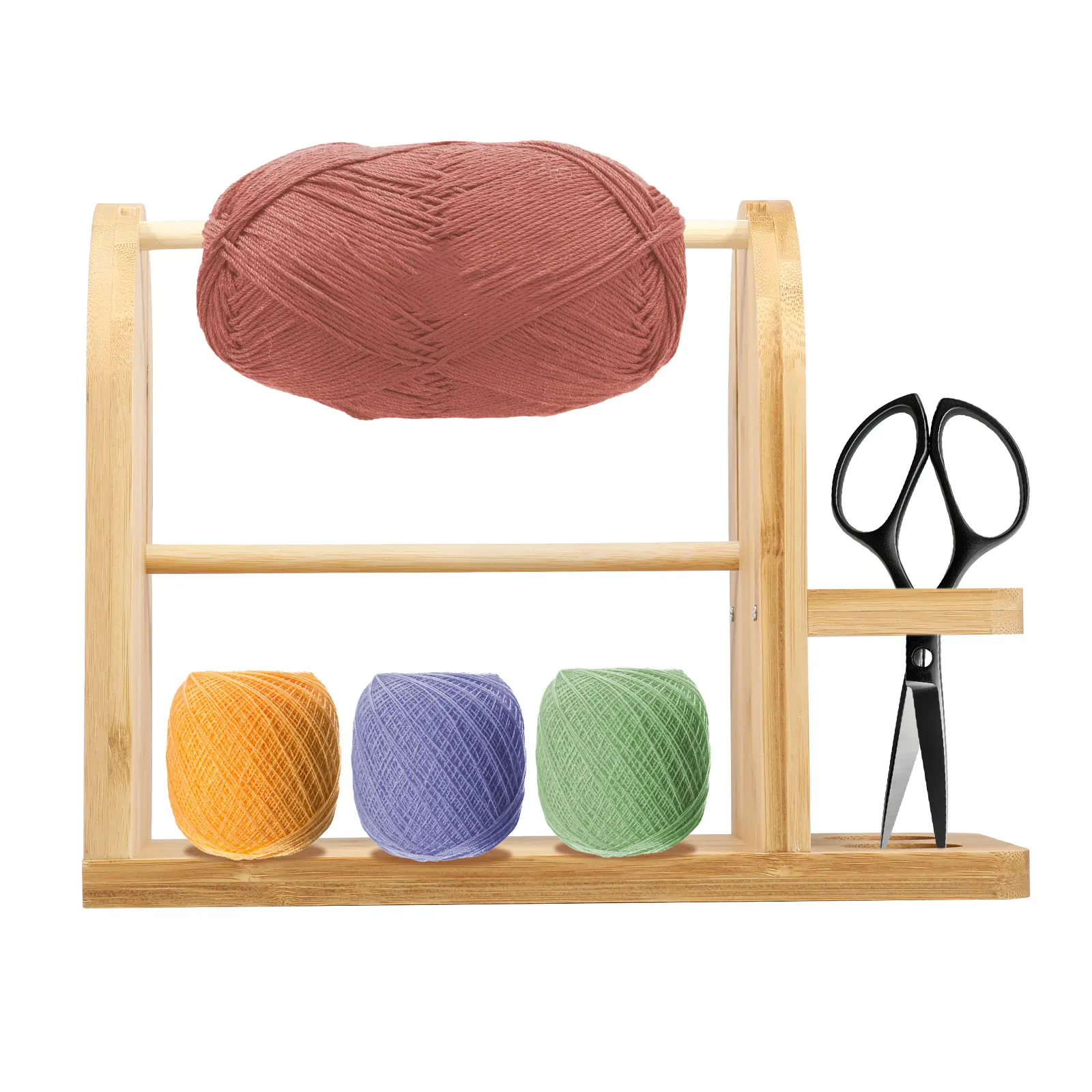 Yarn Holder Wood Yarn Rack Stand with 4 Slots Horizontal Yarn Spinner Stable Yarn Ball Dispenser Sturdy Yarn Spinner Holder for