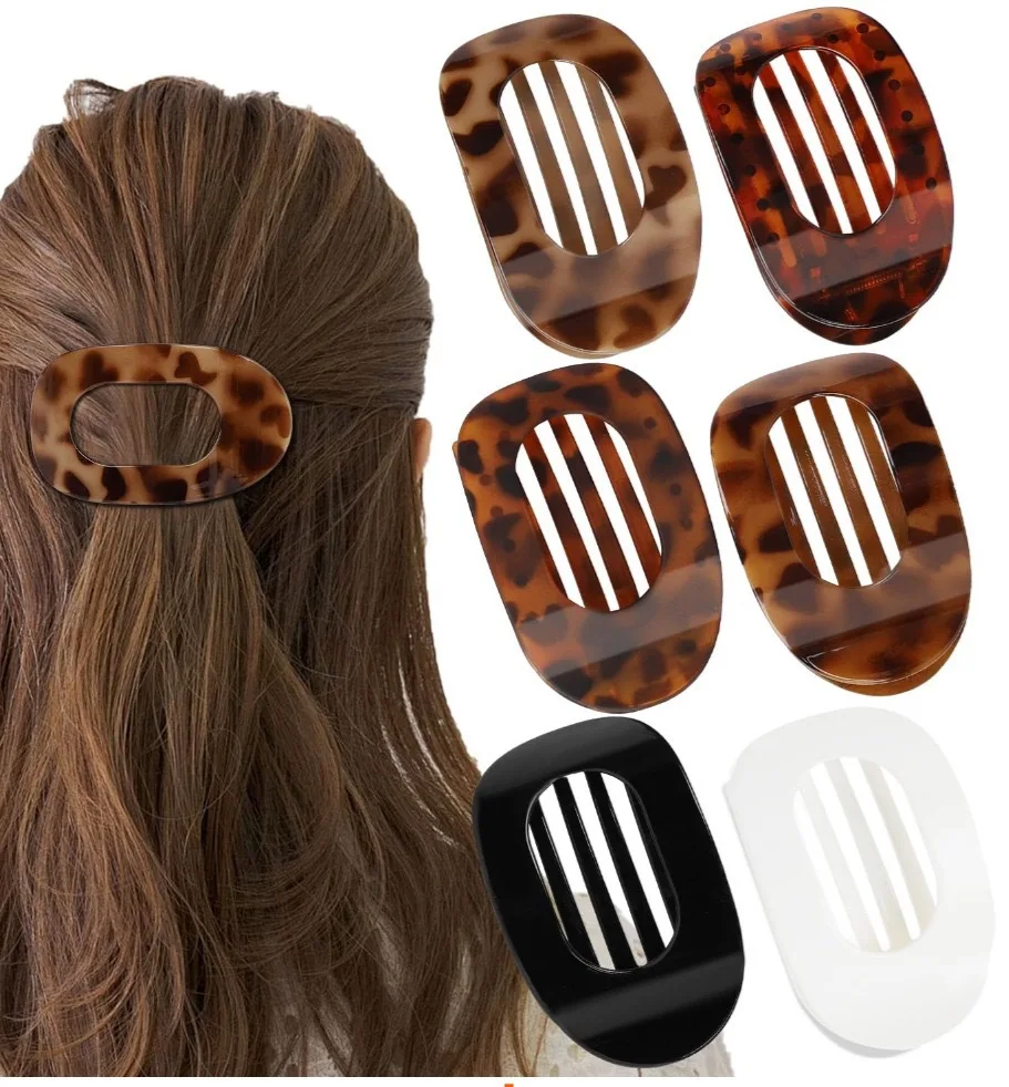Super sized Headwear new flat oval hair clip with feminine temperament creative curved design strong grip shark clip Hair Clip