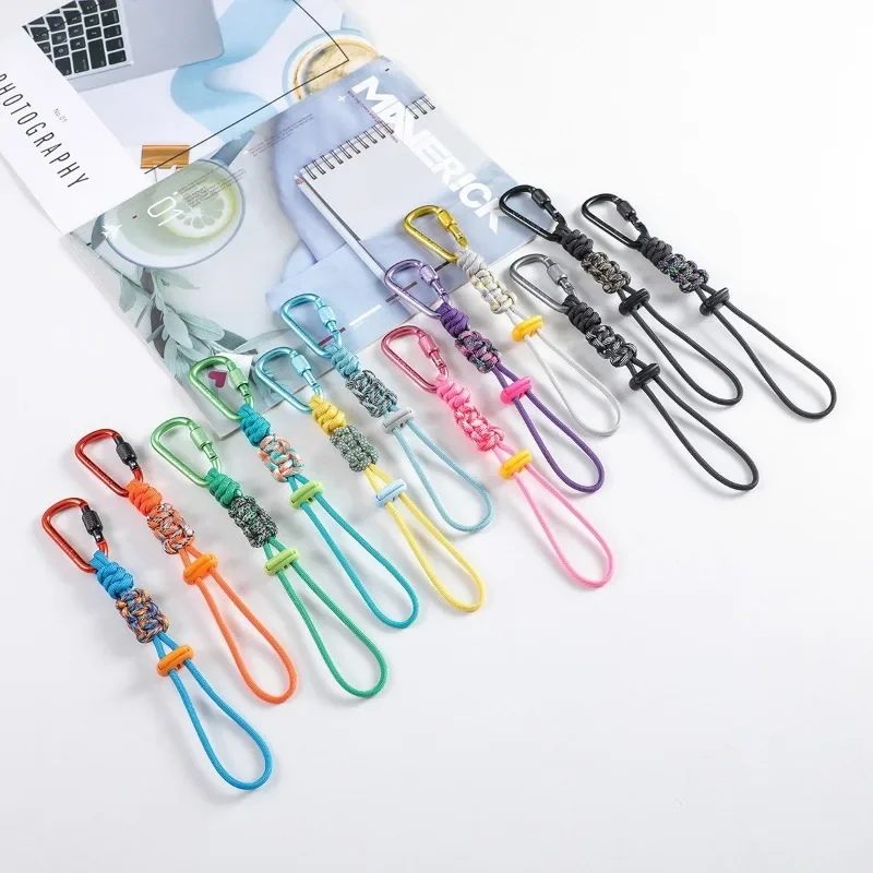 Water Bottle Carabiner Clip Protective Hand Woven Paracord Hanging Strap Accessory for Outdoor Hiking Backpack