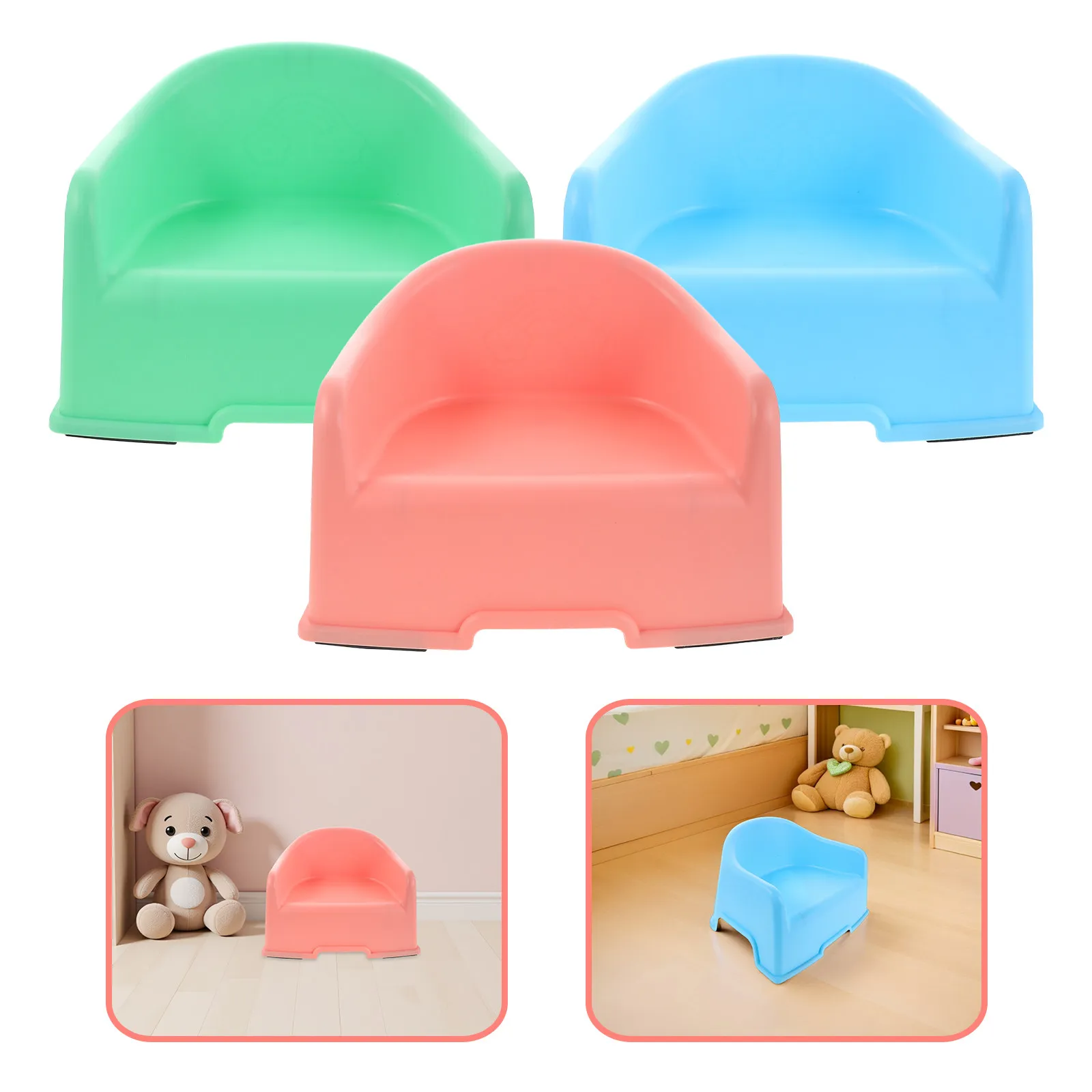 

Набор из 3 детских стульчиков для ванной: утолщенные пластиковые нескользящие портативные ступеньки для малышей для душа, туалета, ванны