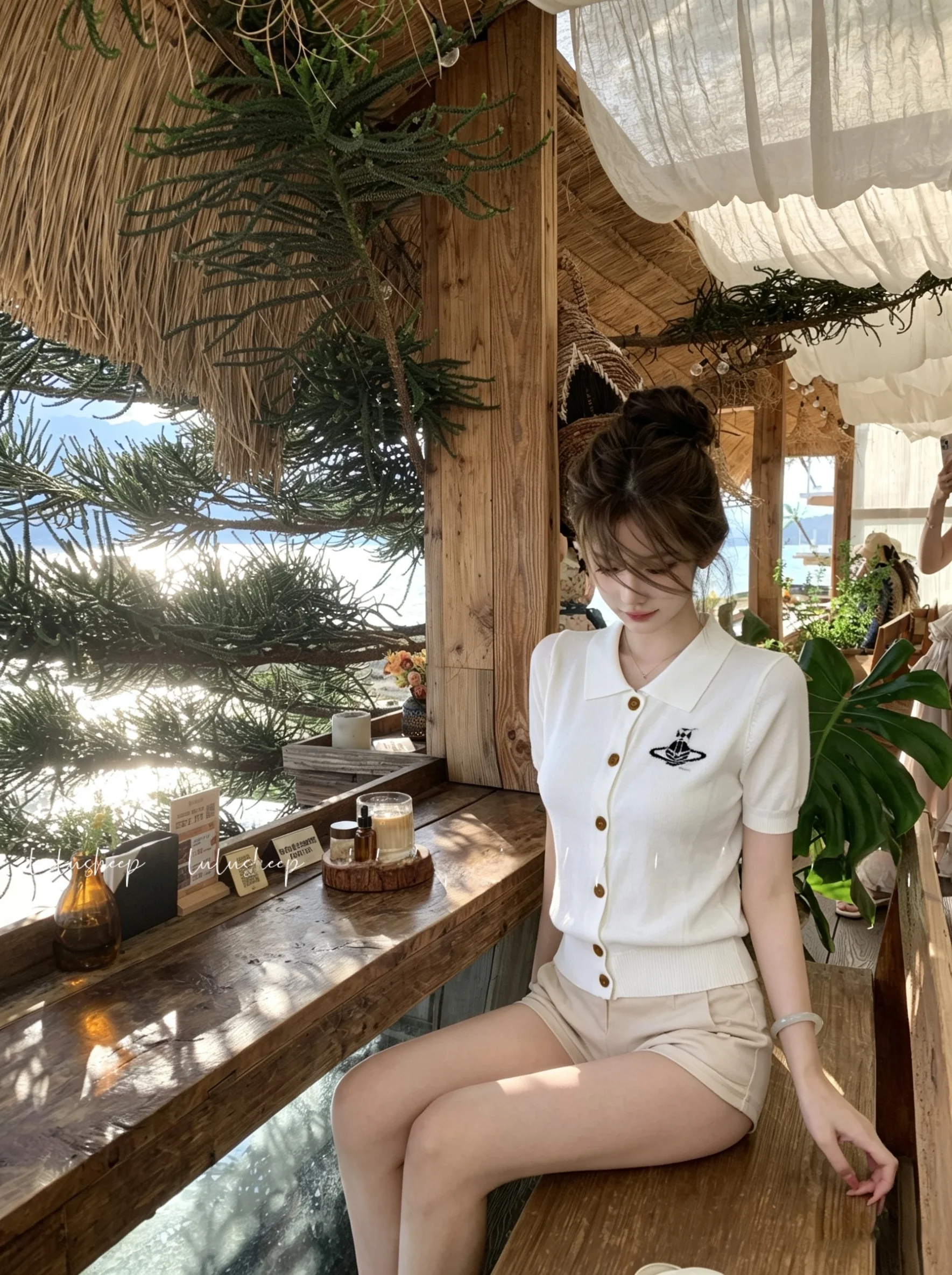 

Korean Style Short Sleeve T-Shirt Women's Knitted Embroidered Top Breathable Cotton Casual College Style Fashion