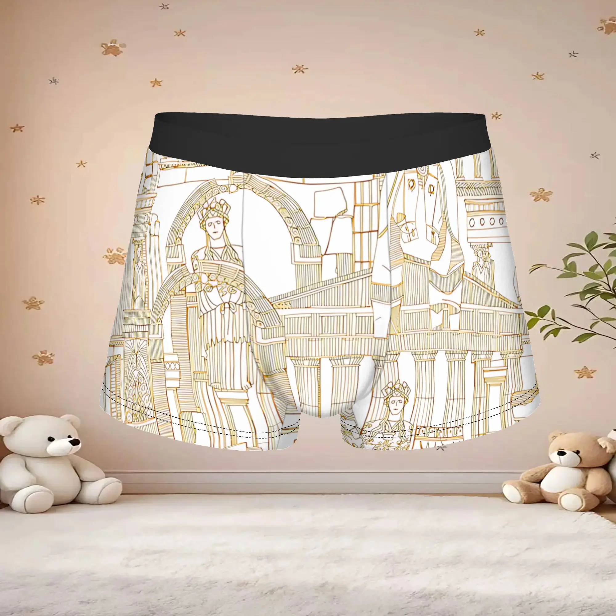 1pc Retro Ancient Greece Gold White Underpants Breathable Panties Men Underwear Suitable Shorts Boxer Briefs
