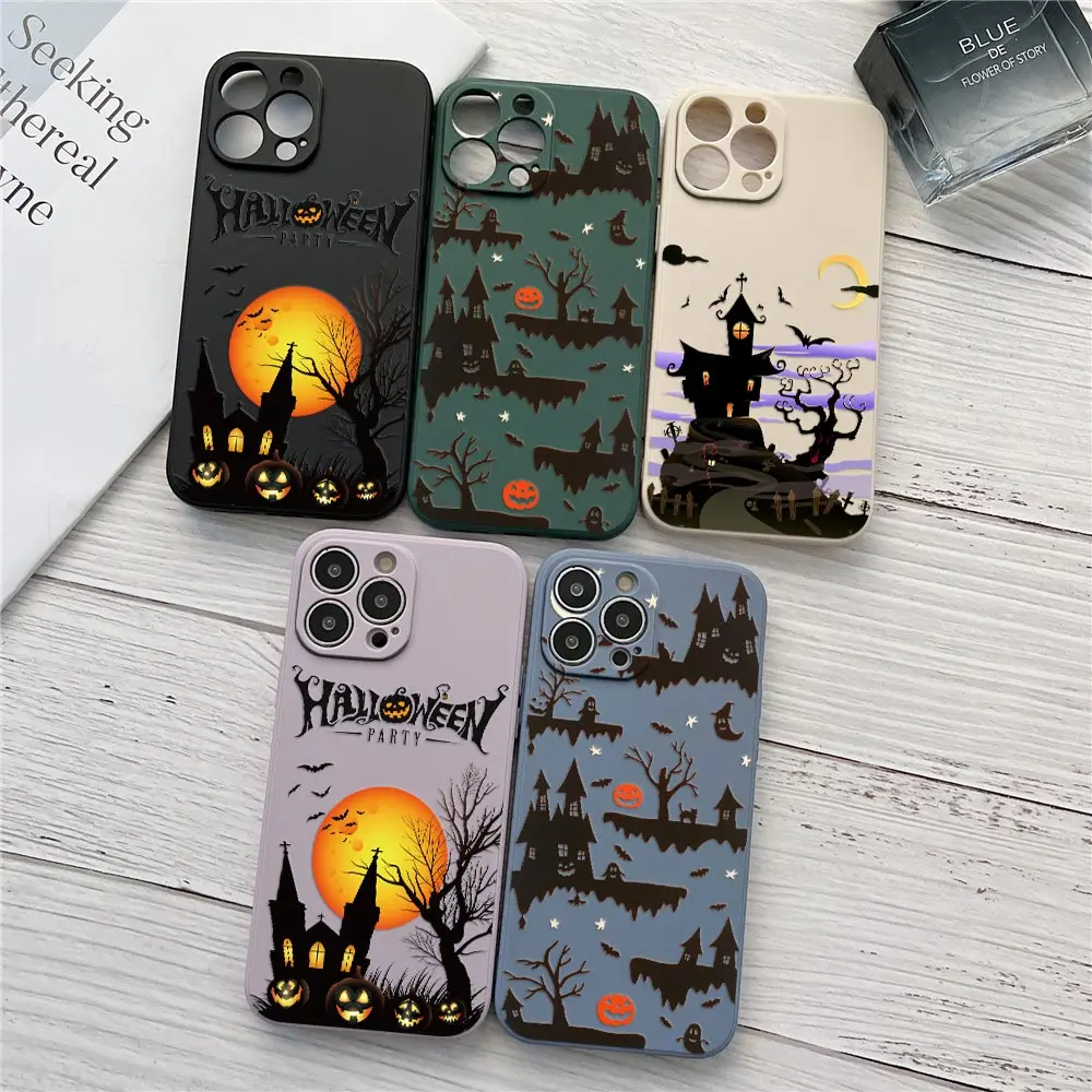 

Halloween Castle Moon Phone Case For iPhone 17 16 15 14 13 12 11 Pro Max Cases For iPhone 17 Air 16E Plus XS Silicone Back Cover