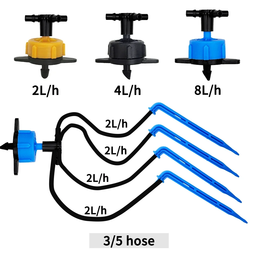 100-10M 4/2-Way 8L Drip Arrow Irrigation Transmitter Watering System Dripper Sprinkler Irrigation Kit Potted Planting
