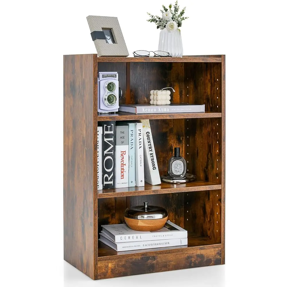 

3 Tier Bookcase, Floor Standing Open Bookshelf With 18-Position Adjustable Shelves, Anti-Toppling Device, Modern Multipurpose