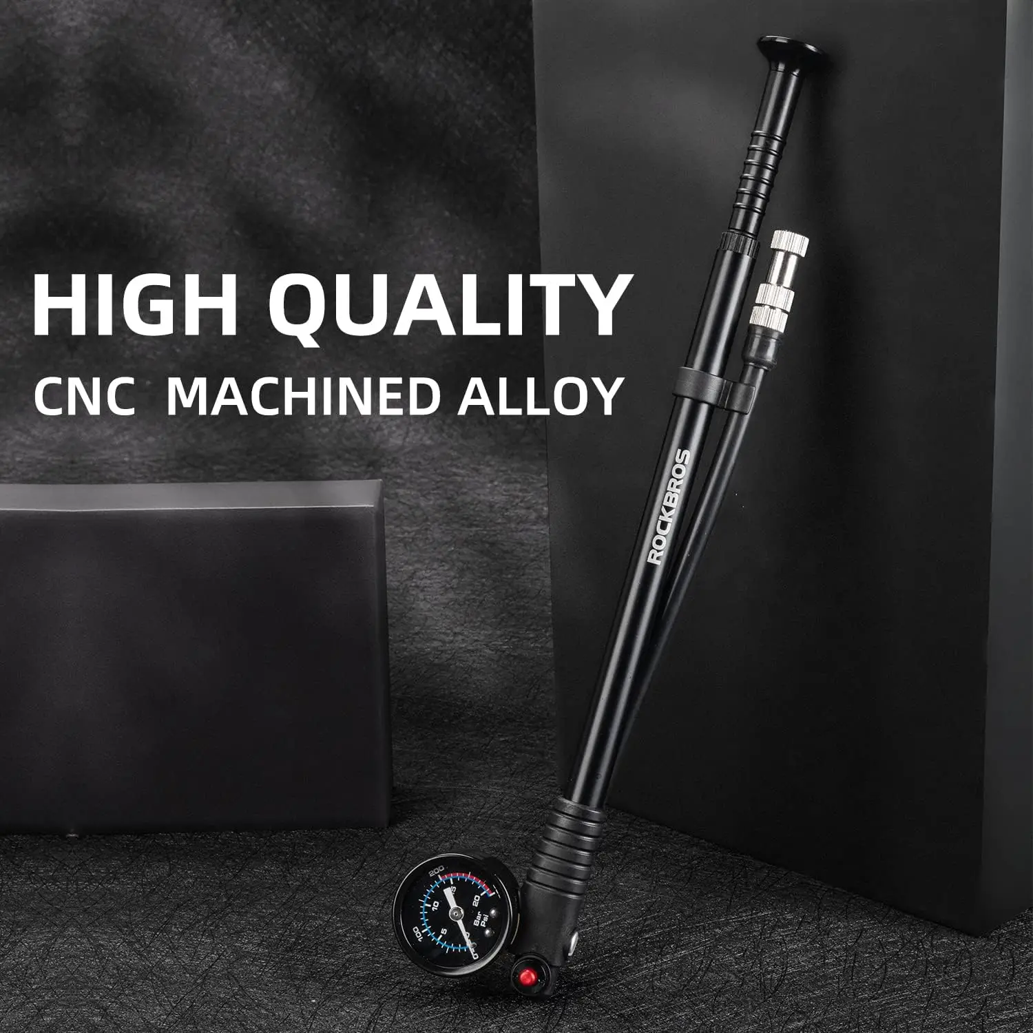 مضخة صدمات الدراجة ذات الضغط العالي 300 رطل لكل بوصة مربعة مع مقياس للدراجات الجبلية والطرق والدراجات النارية