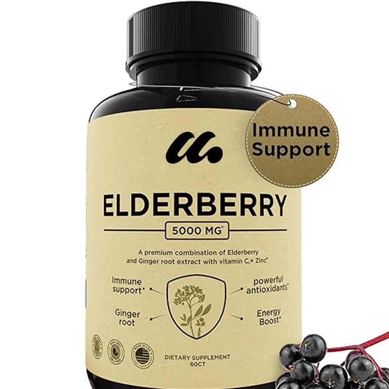 

Elderberry gummies contain Vitamin C, Zinc, and Ginger - Strong Immunity - Adult Non GMO Immune Vitamins