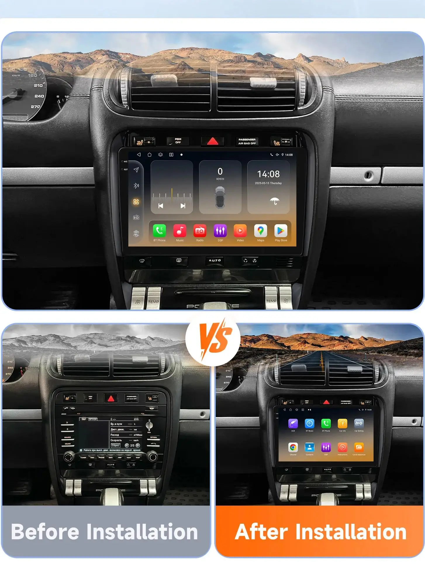 8G 128G CarPlay Android Auto autoradio voor Porsche Cayenne 1 9PA 2002 - 2010 GPS Intelligent Systems Stereo Multimedia autoradio - afbeelding 2