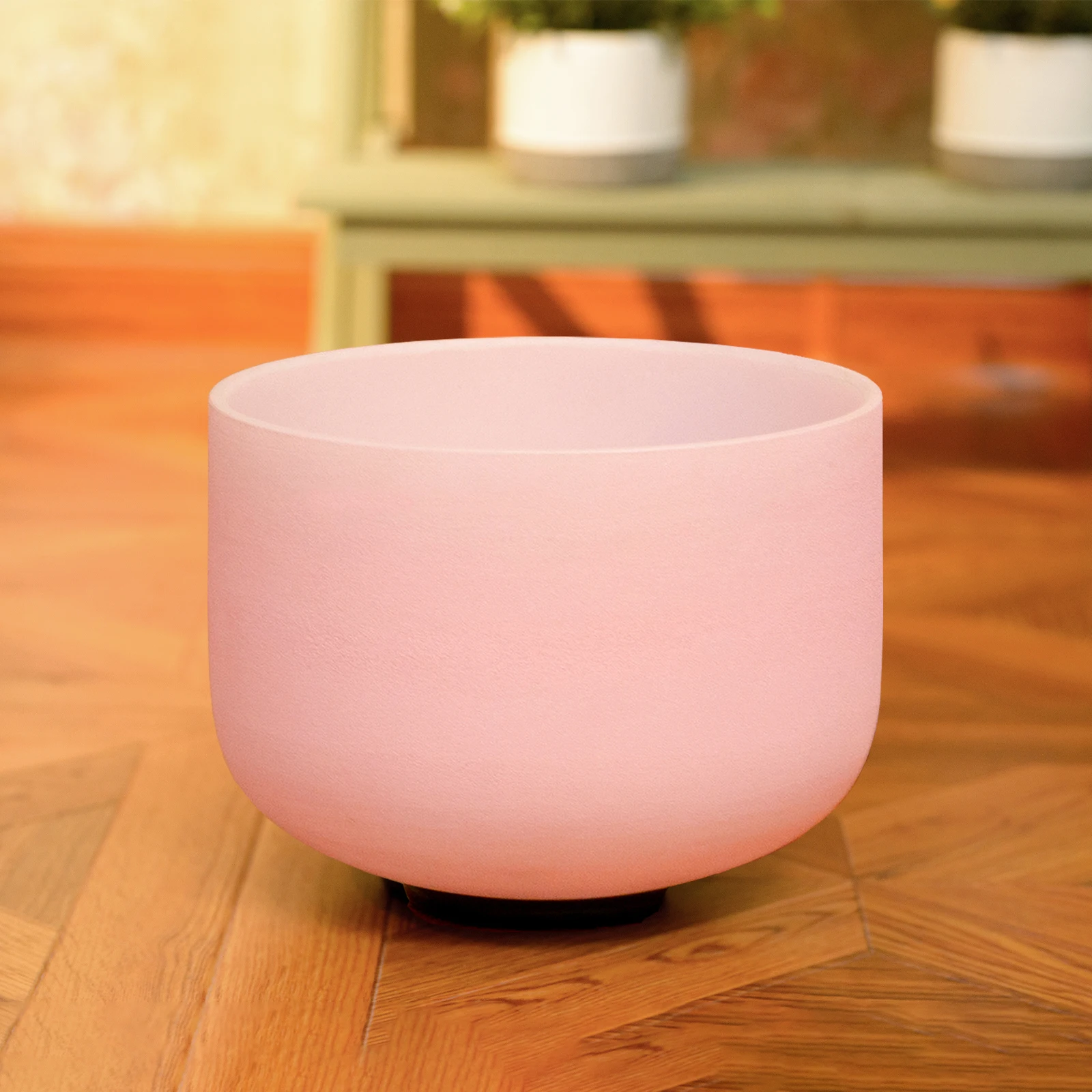 Hye-eun Pink Candy Colored Quartz Crystal Singing Bowl 8 Inch for Sound Healing with Bag and Free Mallet