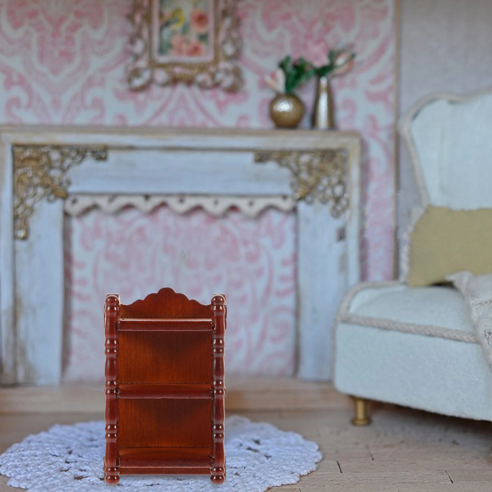 収納ラックナイトスタンドミニ家具ミニチュアハウスミニチュアベッドサイドテーブル木製装飾子供ドールハウス