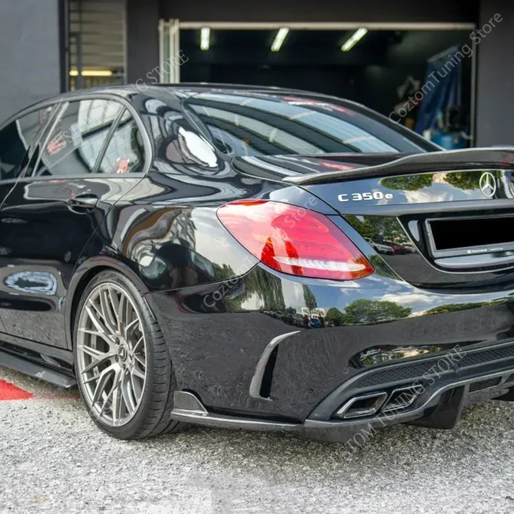 For Mercedes W205 Rear Bumper Side Splitter C-Class C300 C300d C43 C63 AMG Line Rear Bumper Diffuser Skirts Bodykits Tuning
