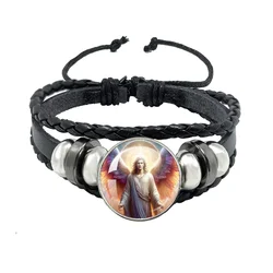 Sigillo ortodosso orientale di sette arcangeli Gabriel Samael Uriel bracciale in corda di pelle Michael Angels Protect Amulet fidhers