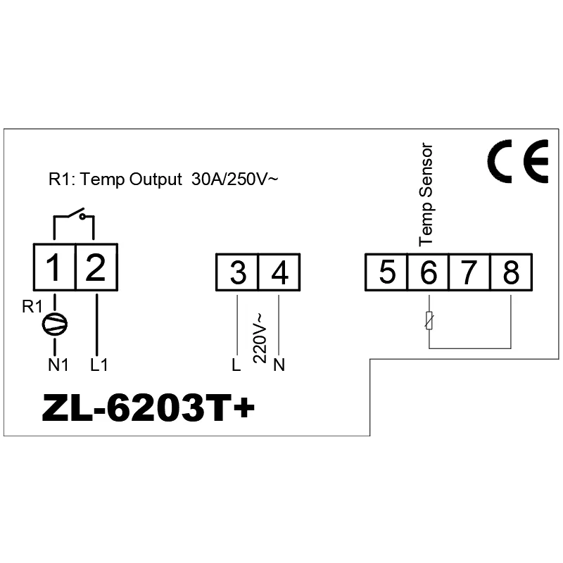 ZL-6203T+, 30A Output Relay, Timer On and Off, Temperature Controller Thermostat, Lilytech new, Optional sensor selection