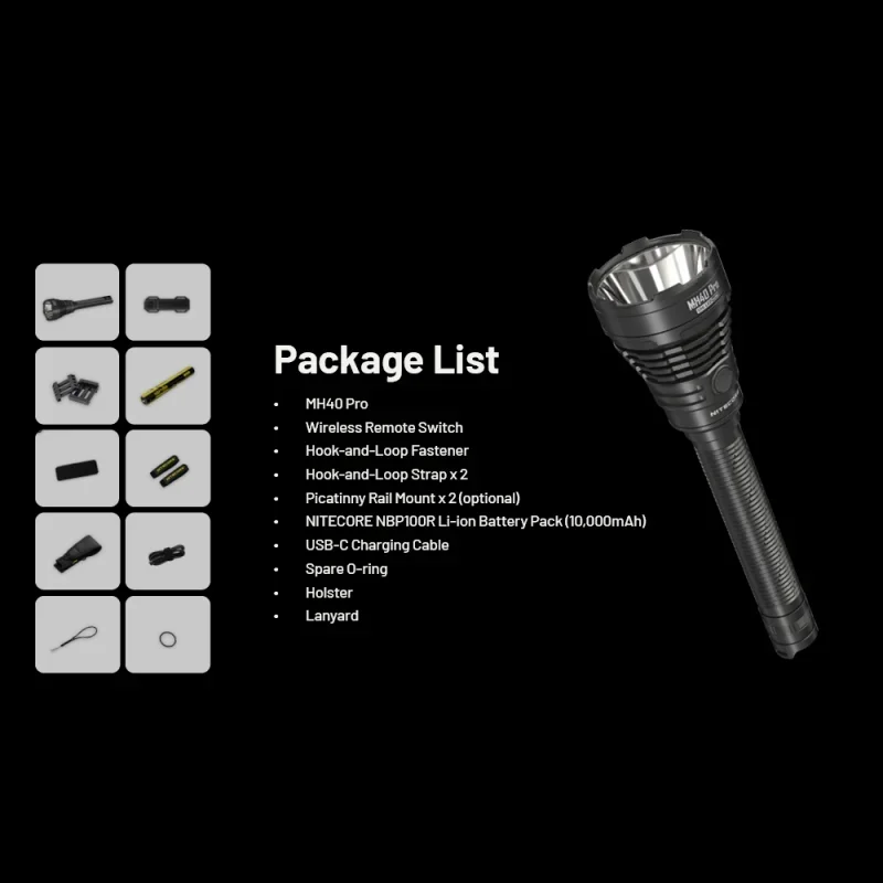 NITECORE MH40 PRO 3500Lumens UHi 40 LED Wireless Remote Switch USB-C Rechargeable Flashlight With 10000mAh Battery