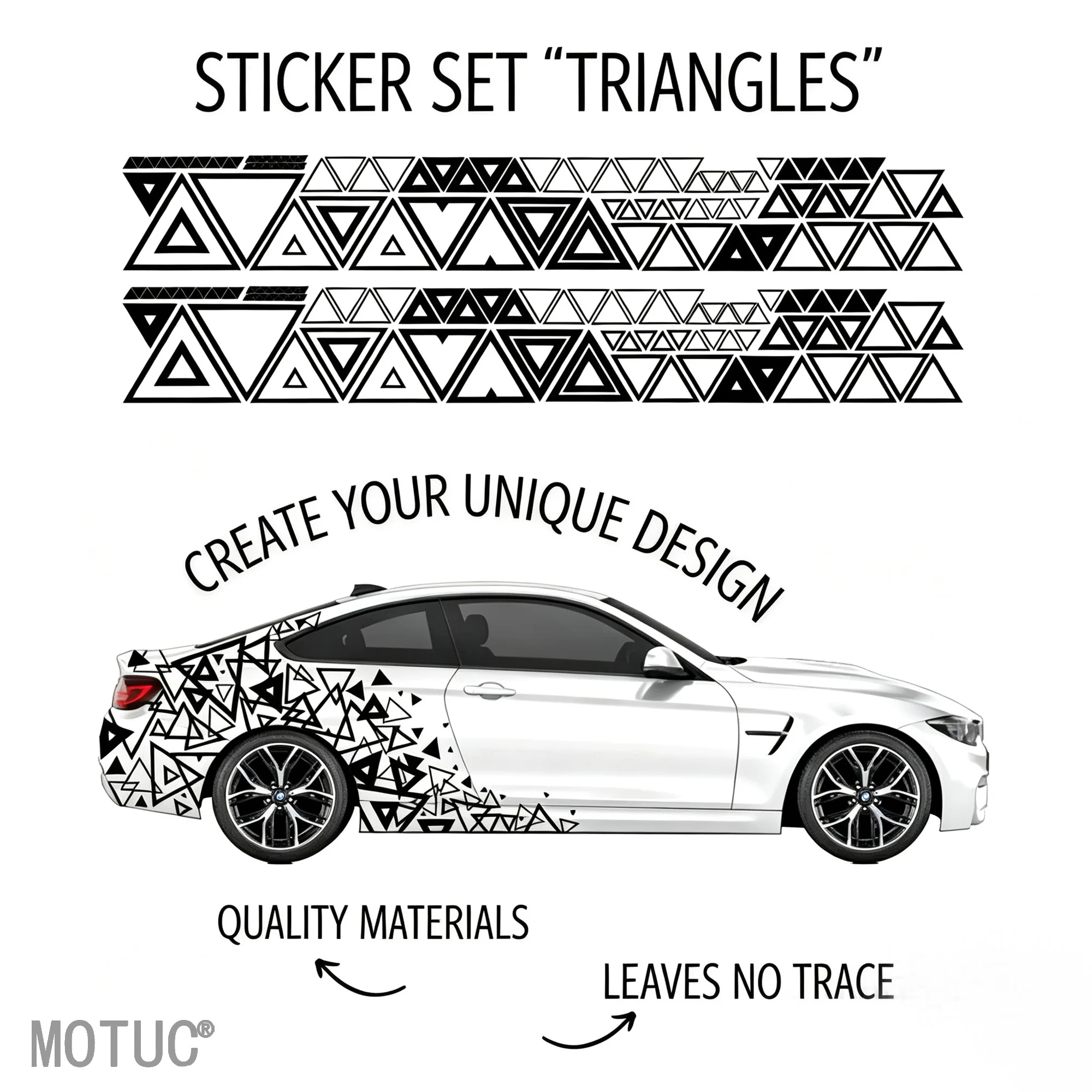 4PCS Large Triangular Car Decals Sport Stickers for Scratch Covering and Decoration DIY Full-body Bumper Modification Decals - view 3