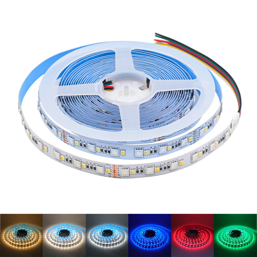 12V 24V RGB CCT Tira LED 5050 2835 60 120 leds/m Branco/Vermelho/Verde/Azul/Rosa Fita Flexível LED Corda Fita para Decoração de Casa