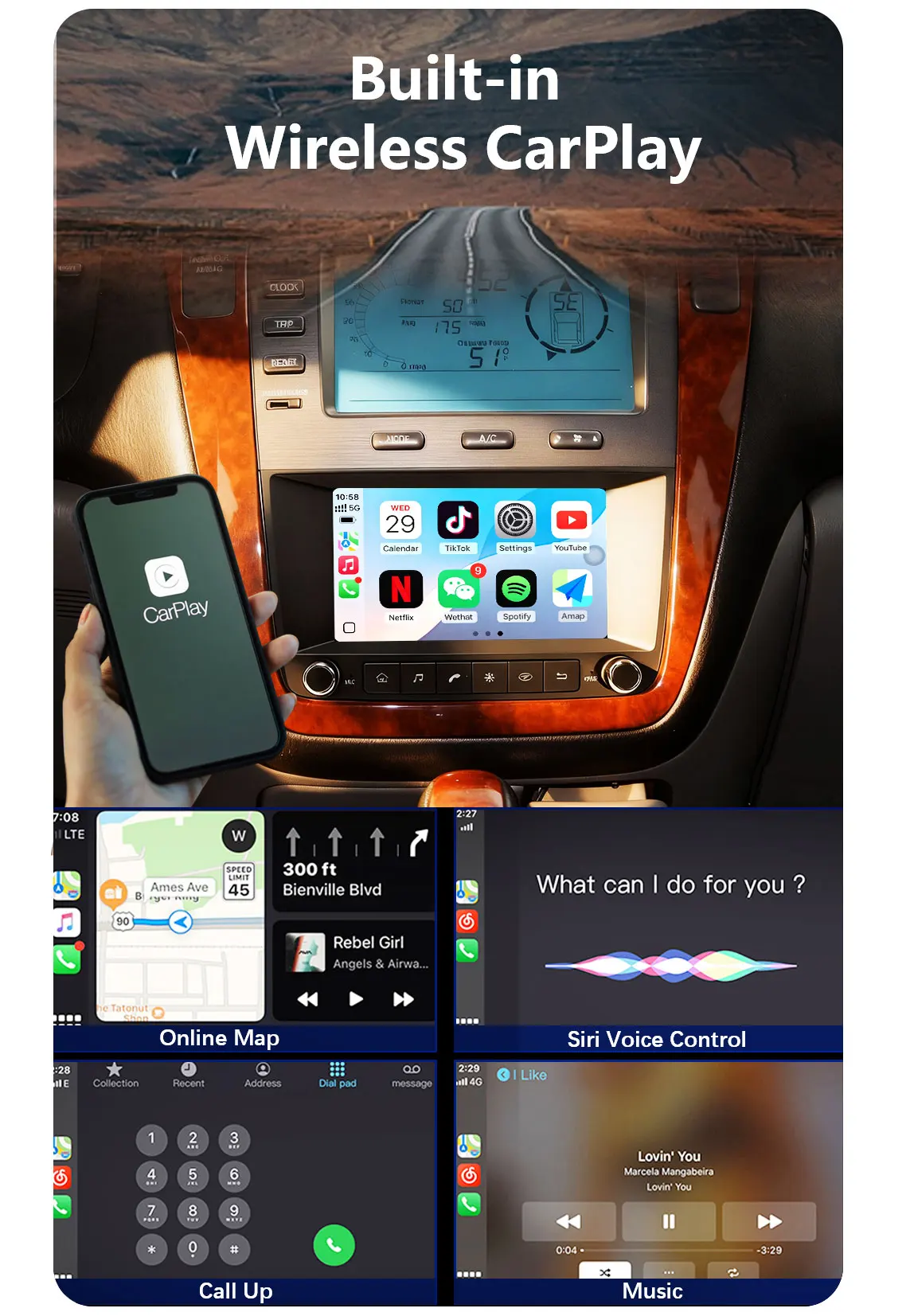 CHSTEK Android 14 Carplay For Acura MDX 2001-2006 Car Radio Stereo Multimedia Player Navigation GPS Bluetooth WIFI 4G Autoradio