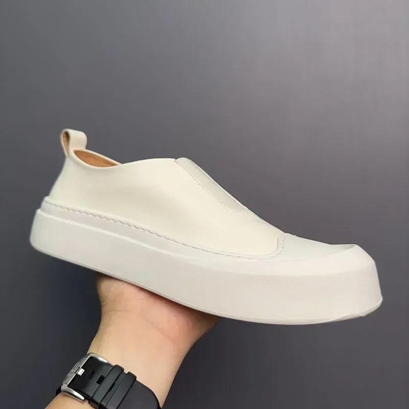 

2025 Men's Casual Shoes Genuine Leather Thick Sole Board Shoes