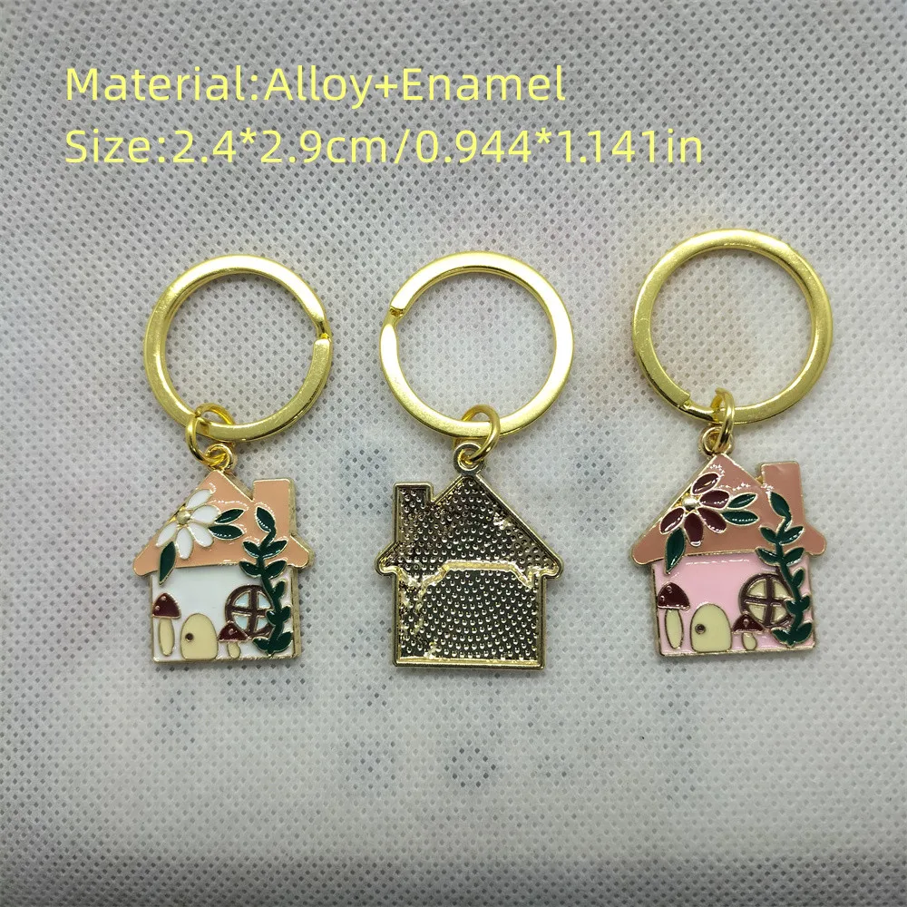 Yungqi Cartoon House Flower Keychain Cute Animal Bird Key Ring Purse Bag Backpack Car Charm Earphone Accessory Gift For Children