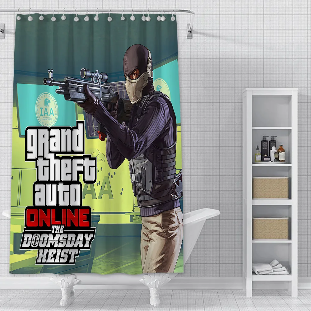 GTA 5 Grand Theft Auto Video Game Shower Curtain Waterproof Polyester Fabric Bath Curtains Home Bathroom Decor Curtain With Hook