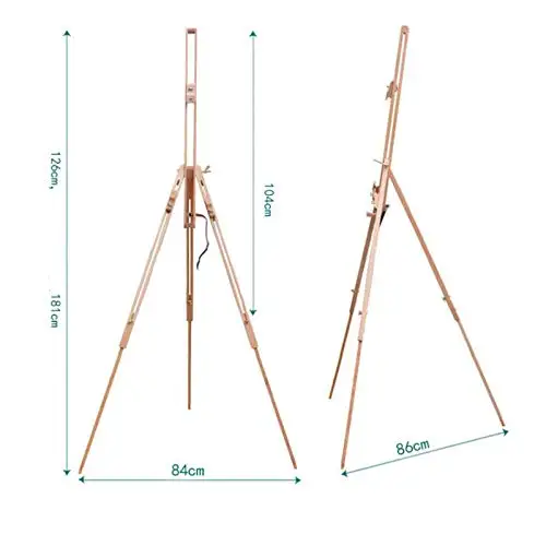 Imagem -04 - Artista Cavalete Stand Madeira de Faia Maciça Portátil Dobrável Tripé Telescópico Pintura a Óleo Sketchbook Ajustável