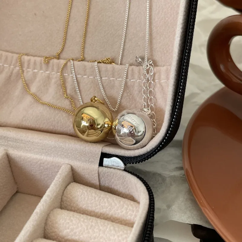 S'STEEL Authentic 925 Silver Round Ball Minimalist Pendant Necklaces For Girls Dainty Matching Engagement Accessories Jewelry