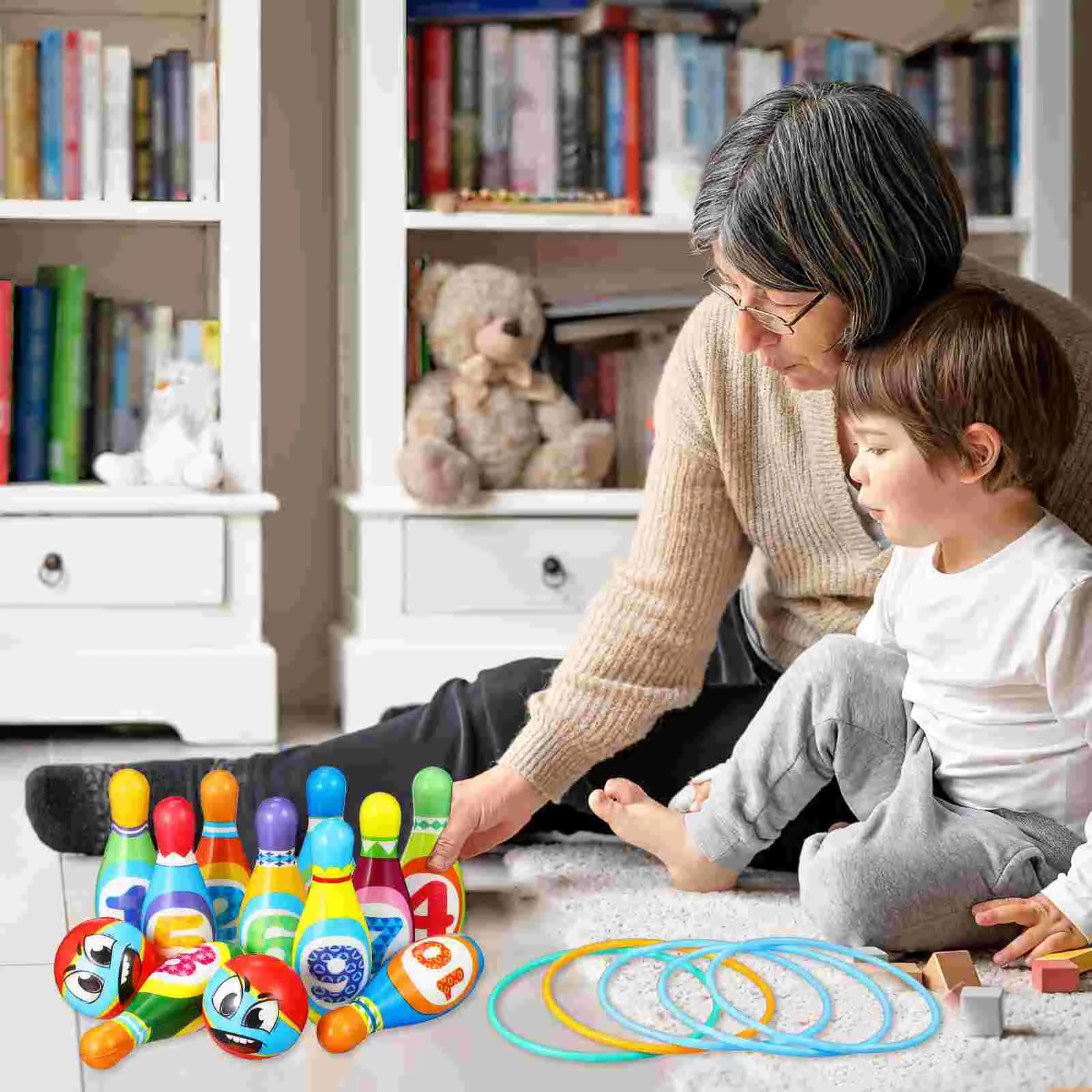 Juego de bolos al aire libre, juguete para niños pequeños, anillo de lanzamiento, Kit de juguetes de madera, Pin de algodón Pp, niños pequeños entre