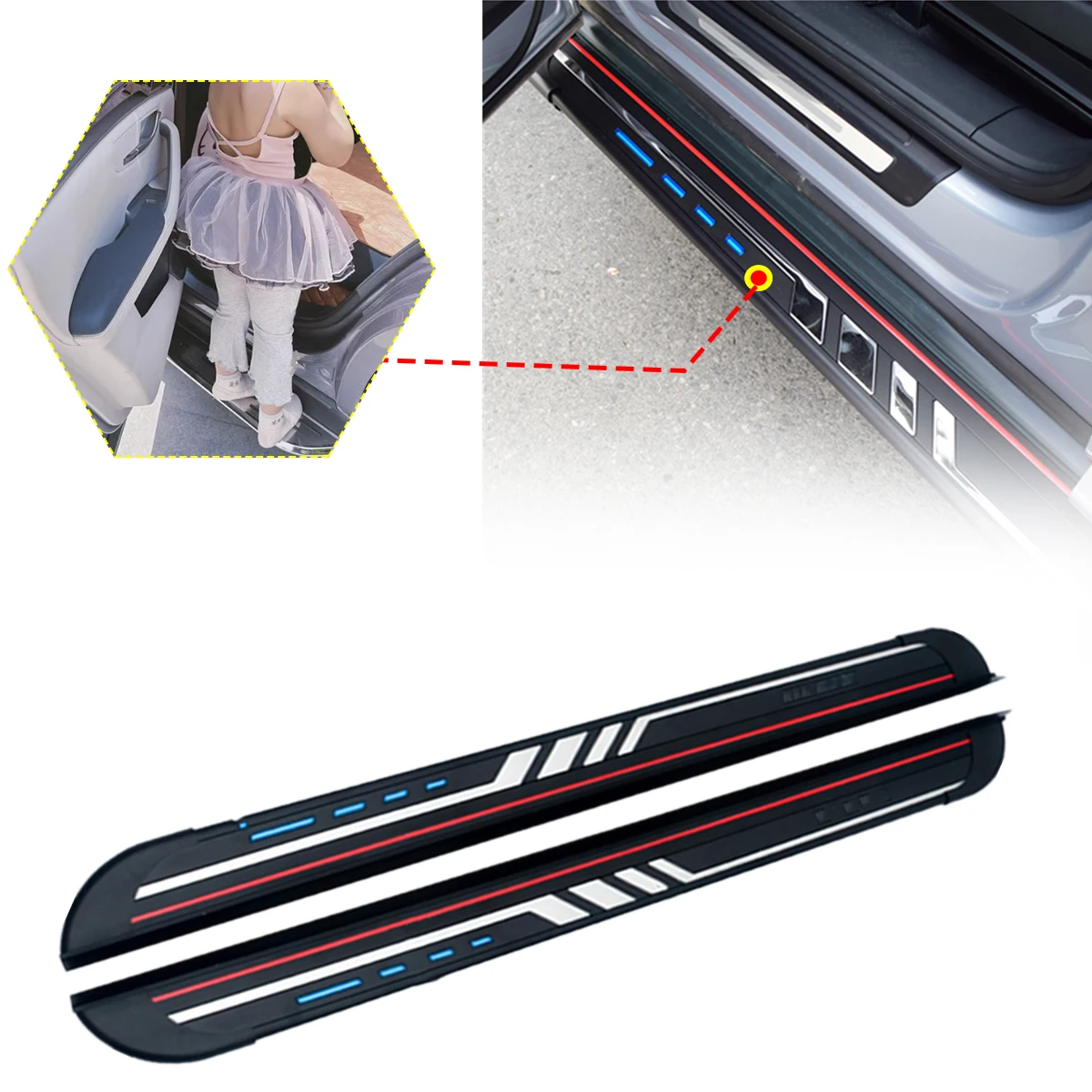 2PCS Side Step fits for Hyundai Santa Fe 2024 2025 Running Board Nerf Bars Stairs Aluminium Pedal