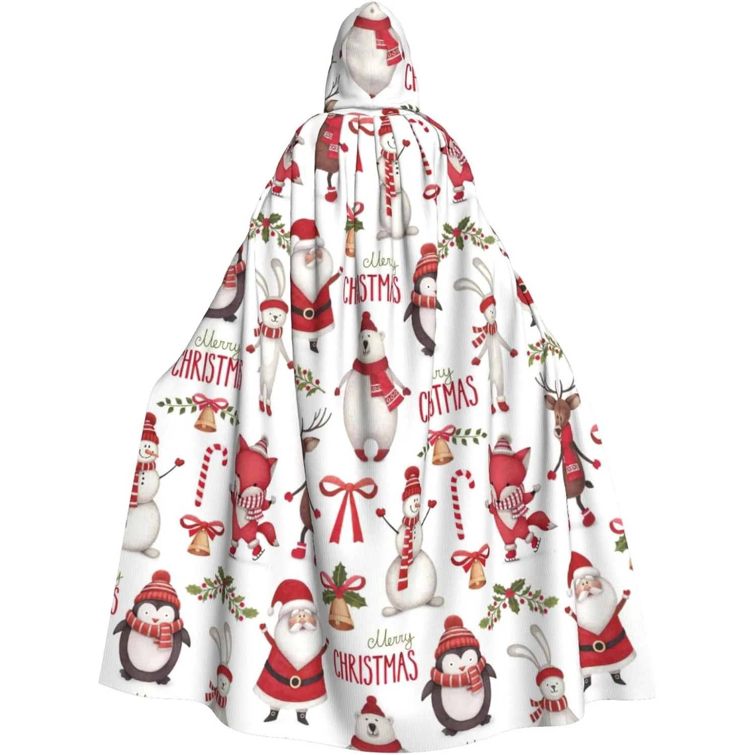 

Christmas Santa Claus print Adult Hooded Cape Carnival Festival Cape Cosplay Robe Costume party Gothic Carnival