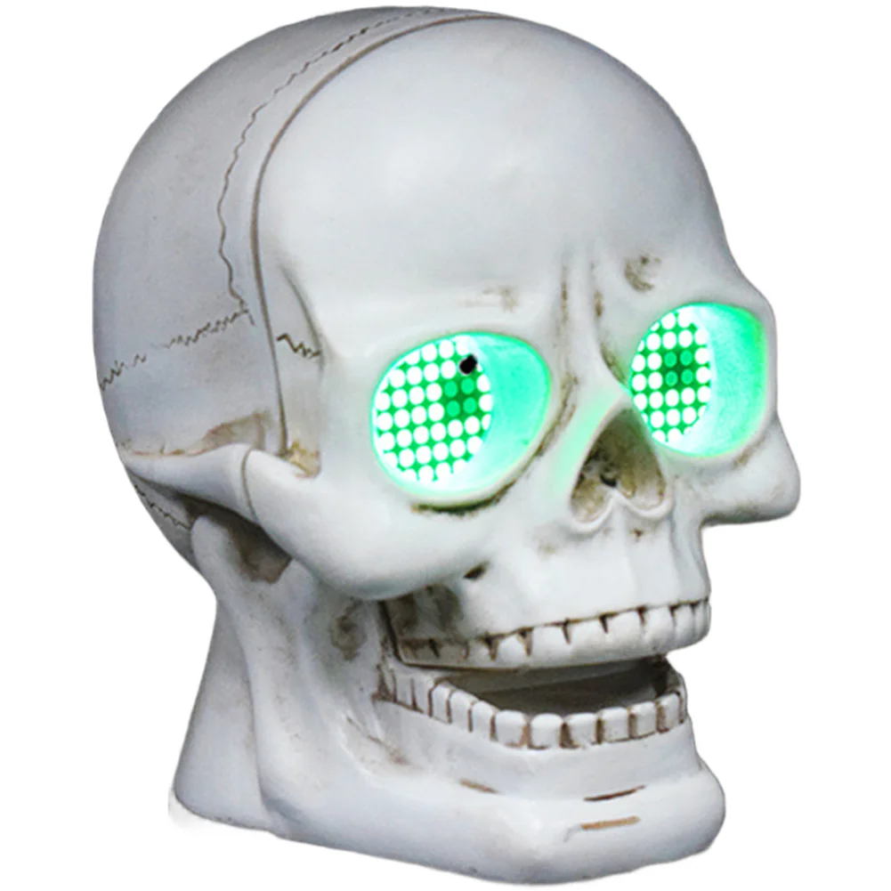 Halloween Resin Skull Decor with LED Eye Light For battery Powered Tabletop Accent for Seasonal Themed Interior and Event Spaces