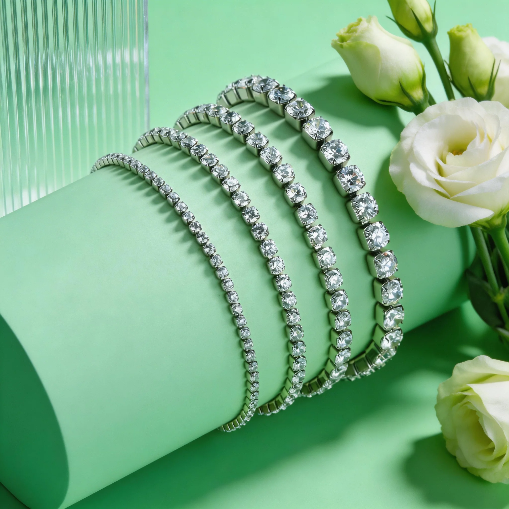 2/3/4/5MM高級ジルコンテニスチェーンアンクレット(女 - Jc Jewelry & Watches のレビューと価格
