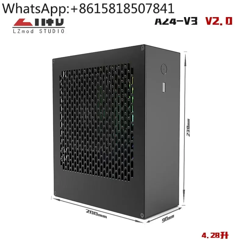 4-Liter mini A24-V3 2.0 nuclear display 1u power supply itx chassis, all aluminum alloy