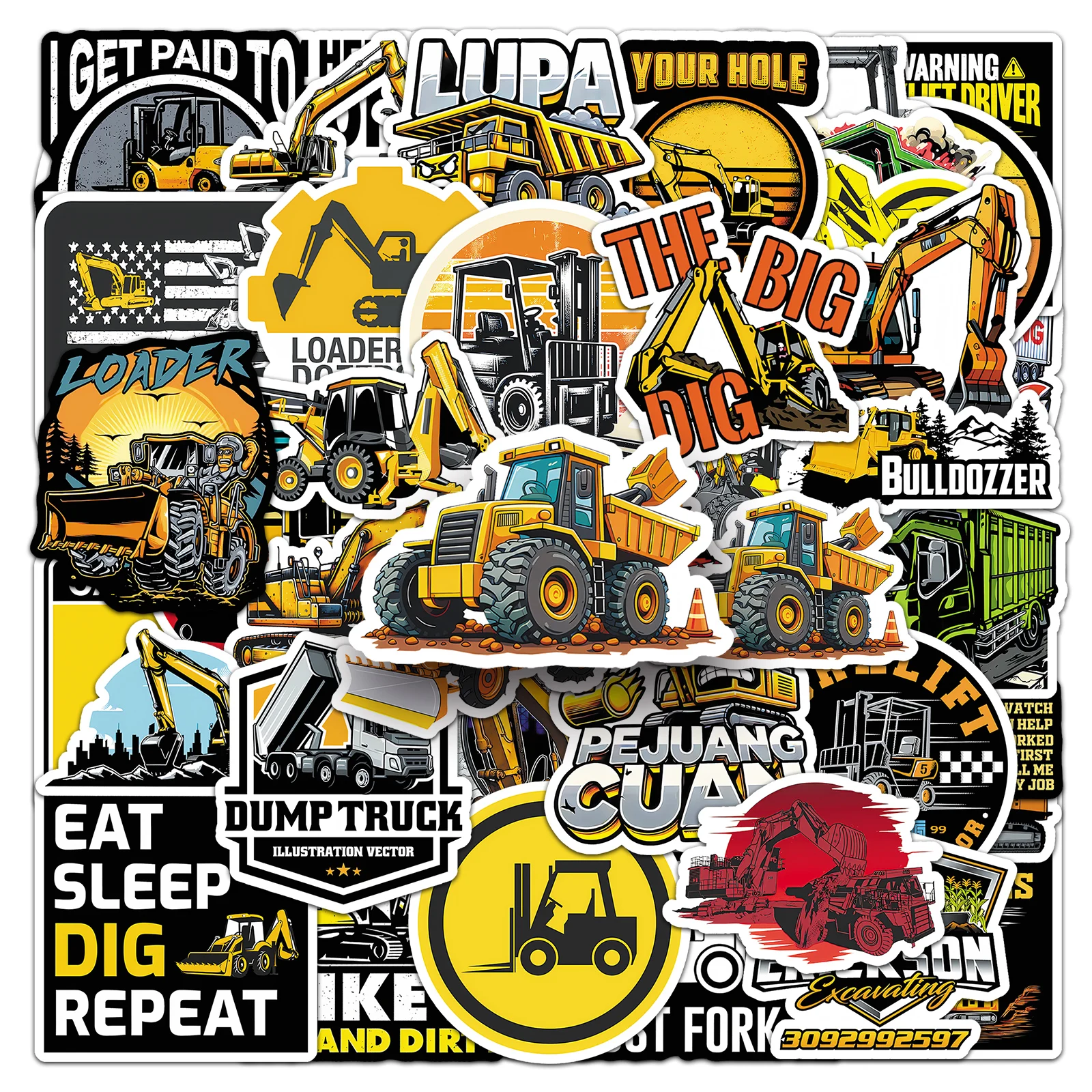 50pc Cartoon Mechanical Engineering Cute Graffiti Stickers Suitcase Laptop Skateboard Personalized Stickers
