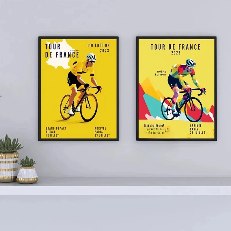 Bike and Cyclist Tour De France Poster Alpe D'Huez Circuit Landscape Prints Canvas Painting Wall Picture Living Room Home Decor