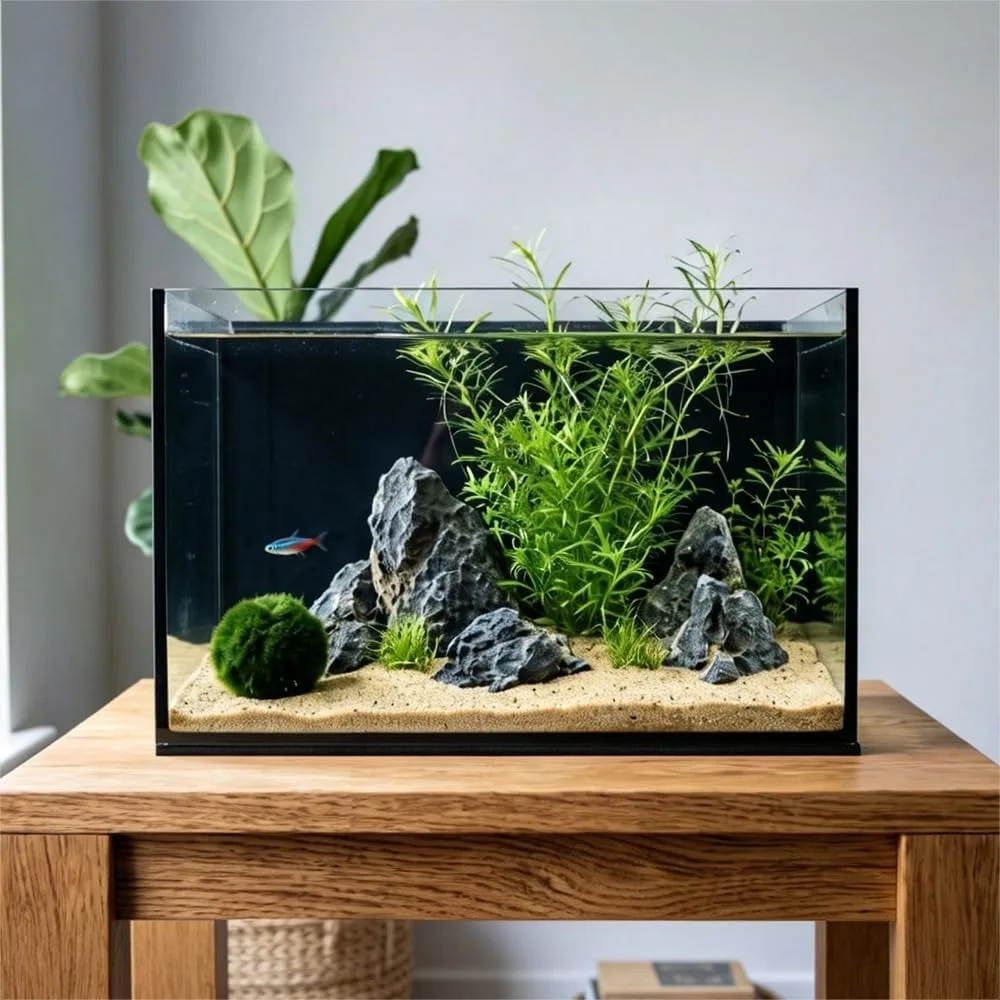 

3 Gallon Glass Fish Tank Cube, Ultra Clear Rimless Aquarium for Betta Goldfish Shrimp, Leak-Proof Desktop Small Space