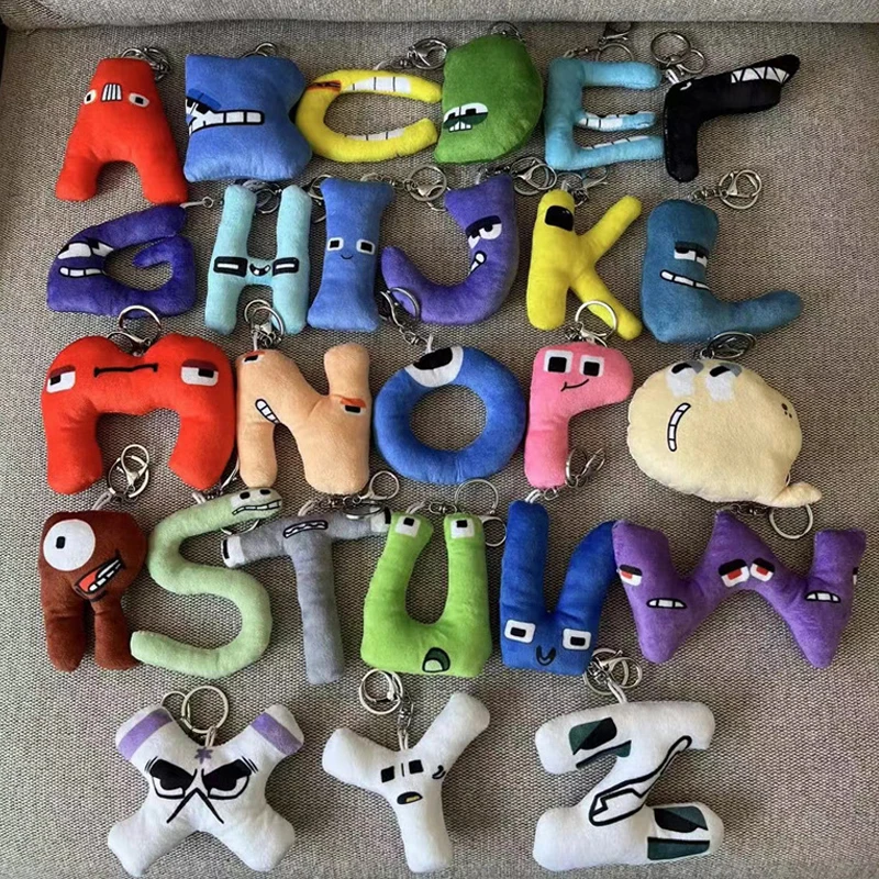 

26pcs/set Plush Alphabet Lore English Letter Keychain for Women Men Cute Cartoon Alphabet Animal Ornament Bag Pendant Key Chain