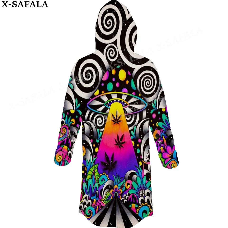 

Hippie Psychedelic Colorful Trippy Print Thick Warm Hooded Cloak Men Overcoat Coat Windproof Fleece Cape Robe Hooded Blanket-4