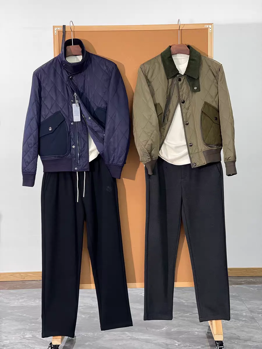 

Casual Cotton Jaet Men's Autumn Winter Faion Light Corduroy Collar New Snowy Cotton Jaet Coat Splicing ket Design