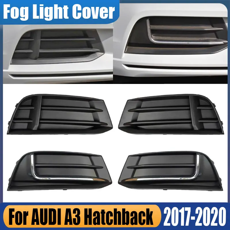 For AUDI A3 Hatchback 2017-2020 Front Bumper Fog Light Grille Light Frame Cover Fog Lamp Trimming Bezel Cover Car Accessories