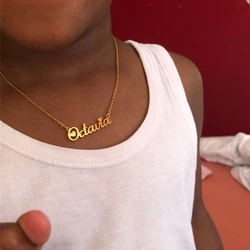 Cute Baby Name Necklace Child ID Jewelry Stainless Steel Customized Kids Nameplate Necklace Birthday Gifts