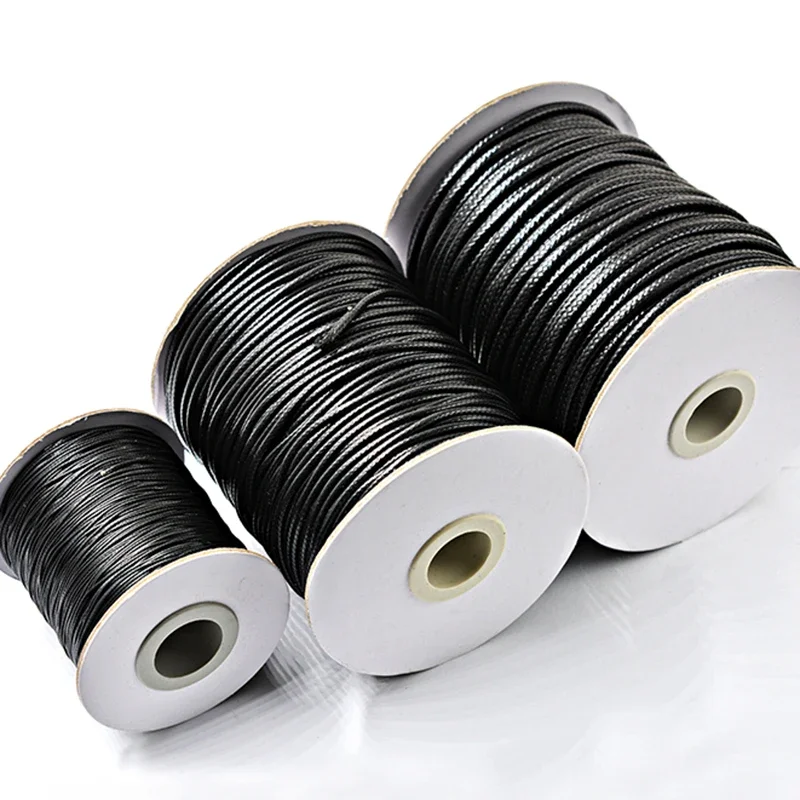 0.5/0.8/1.0/1.5/2/2.5/3.0mm Black Waxed Cord Rope PU Leather Thread String Strap Necklace Rope for Jewelry Making DIY Bracelet