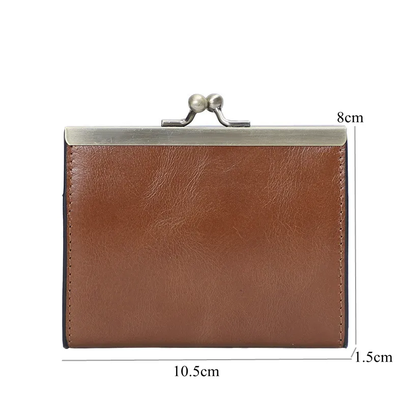 2022 Genuine Leather Vintage Oil Wax Women Men Wallets Female Coin Money Purse Bag Hasp Clutch Organ ID Credit Card Holder Clip