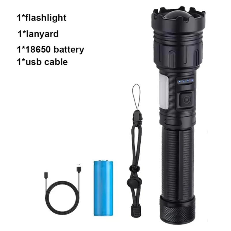 جديد-مغناطيس سبائك الألومنيوم مصباح ليد جيب قابل لإعادة الشحن عالية الطاقة الشعلة فانوس زوومابلي للتخييم بطارية 18650