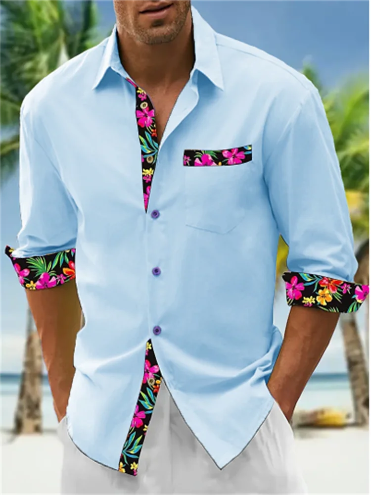 Camisa rosa de manga larga con botones para hombre, Top informal, cómodo, a la moda, talla grande, XS-6XL, 2024