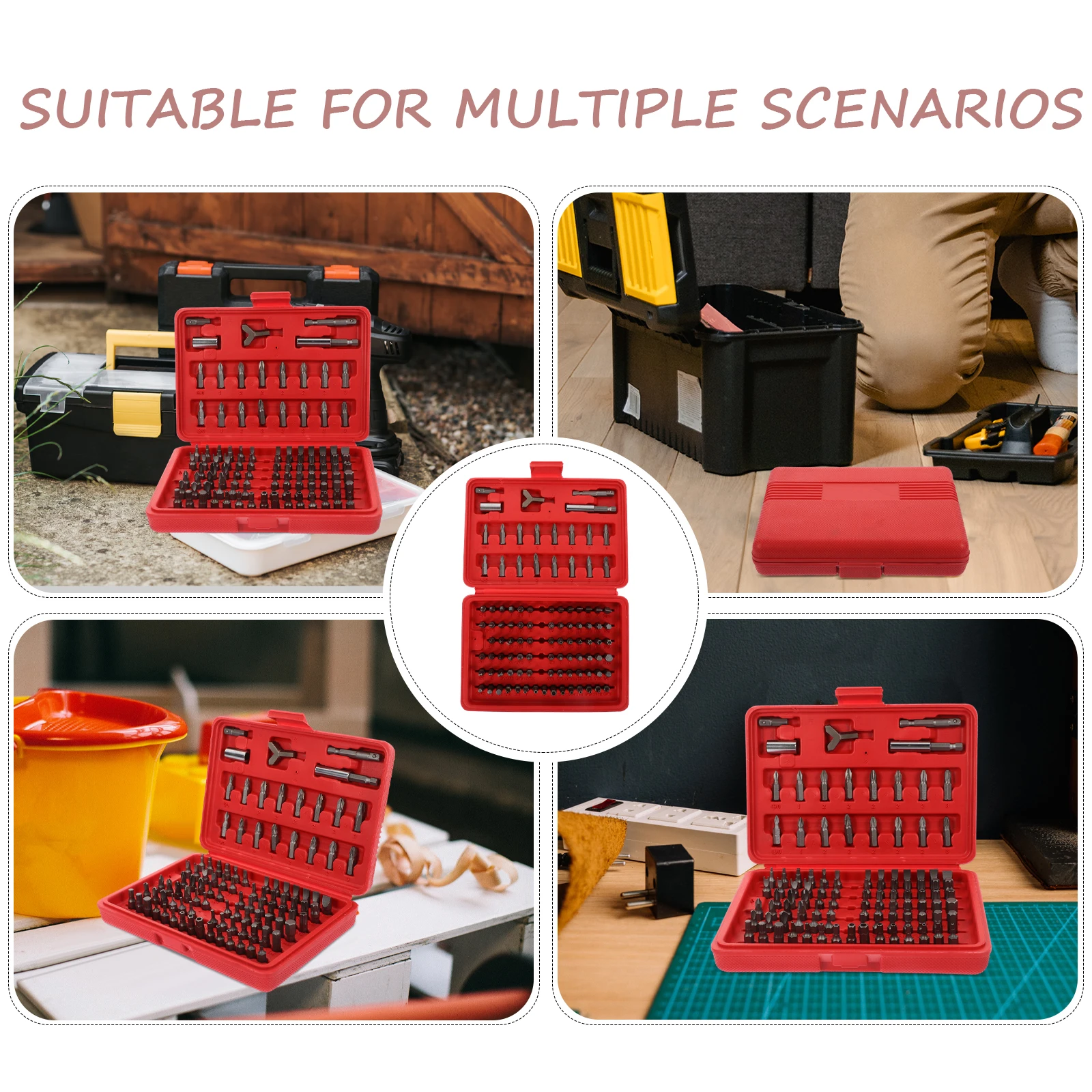 

100Pcs Screwdriver Bit Set Vanadium Steel Assortment Slotted Specialty Security Bits Power Tools Red